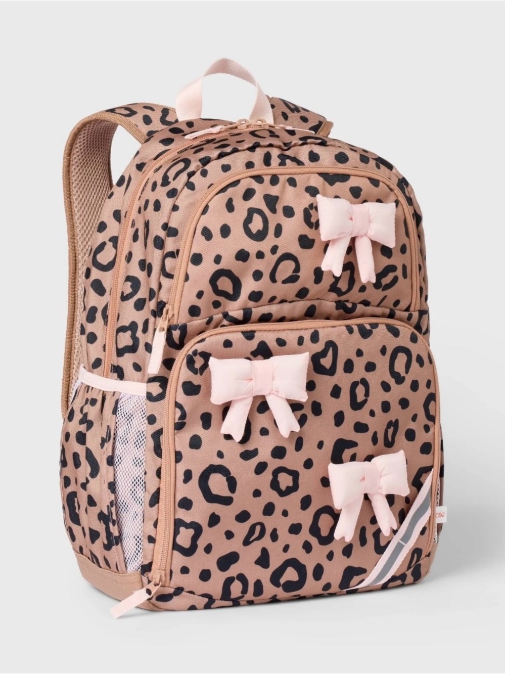 Leopard print backpack with pink bows #leopardprint #school